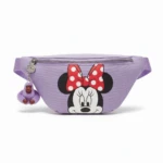 Canguro Kipling lila con Minnie Mouse y dije de mono peluche.
