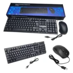 Teclado y mouse USB negros, detalle del teclado Antelope H-8810 con caja.