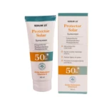 Protector solar Serum 10 SPF 50, envase tipo tubo y caja. Contiene Ácido Hialurónico y Vitamina E, 100 ml.