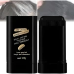 Barra aplicadora de tinte negro para cabello que cubre canas, ideal para peinar y teñir simultáneamente.