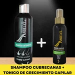 Shampoo cubrecana y tónico capilar para crecimiento intensivo, marca Ángeles.