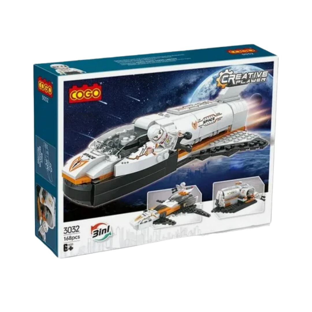 Caja de bloques de construcción 3 en 1 de nave espacial, 168 piezas, marca COGO, para mayores de 6 años.