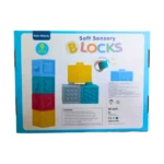 Bloques de silicona sensoriales para bebés, 9 piezas, colores variados, texturas suaves y elásticas.