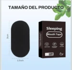 Cinta para dormir Mouth Tape X30, negra, ovalada, para reducir ronquidos. Mide 3 pulgadas x 1.5 pulgadas.