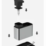 Dispensador de jabón líquido de cocina de acero inoxidable, desmontable, con base y soporte.