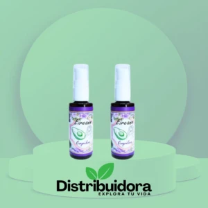 Set x2 tónico capilar Eireann de aguacate, dos frascos con atomizador sobre base verde.