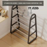 Organizador de zapatos de 4 niveles, tubos de acero, soporta 5kg cada uno.