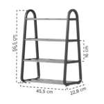 Organizador de zapatos gris de 4 niveles, 45.5 cm ancho x 56.5 cm alto.