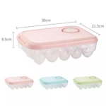 Organizador de huevos transparente con tapa rosa, 30x21.5x8.5cm, cap. 20. Variantes rosa, azul y verde.