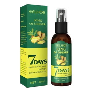 Spray capilar Eelhoe King of Ginger con extracto de jengibre para nutrir raíces y reducir caída, frasco 30ml.