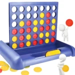 Tablero Connect 4 azul con fichas rojas y amarillas, juego de mesa para ejercitar la planificación.