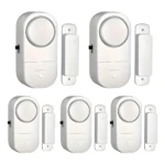 Set x2 alarmas antirrobo inalámbricas blancas con sensor magnético para puertas y ventanas.