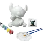 Alcancía de Stitch sin pintar, kit para pintar con pinceles y pinturas de colores.
