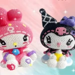 Alcancías artesanales de My Melody y Kuromi con incrustaciones de diamantes de imitación, decorativas y para ahorrar.