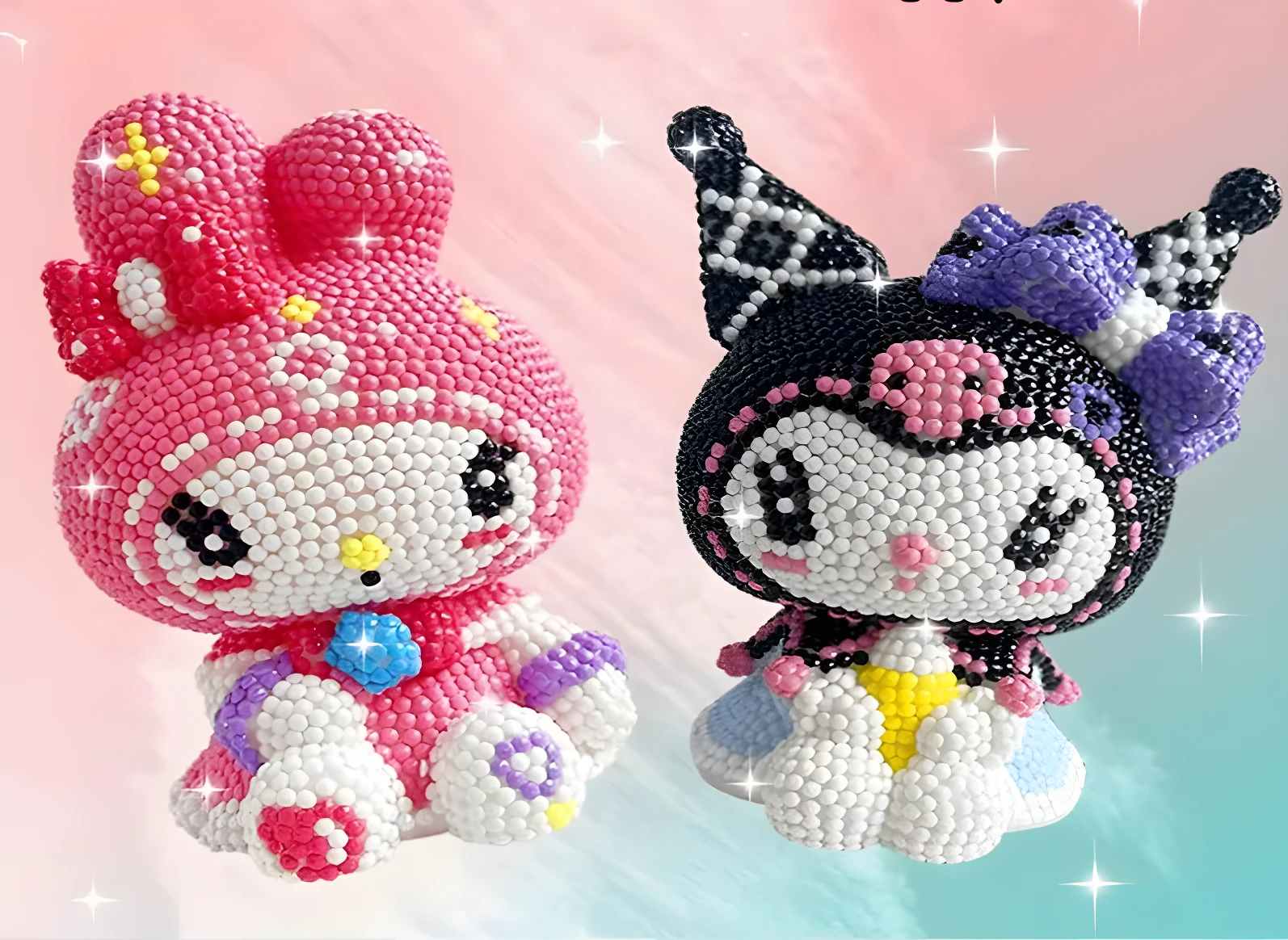 Alcancías artesanales de My Melody y Kuromi con incrustaciones de diamantes de imitación, decorativas y para ahorrar.