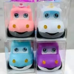 Cuatro alcancías unicornio para niñas: rosa, blanca, azul y morada, en cajas transparentes.