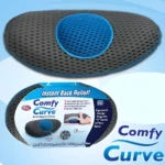 Almohada Comfy Curve, soporte lumbar de espuma viscoelástica, color gris oscuro con gel azul enfriador, para alivio instantáneo de la espalda.