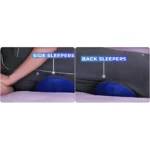 Cojín de soporte lumbar azul texturizado para alivio de tensión: uso en lado y espalda al dormir.