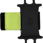 Banda porta celular negra y verde neón con velcro.