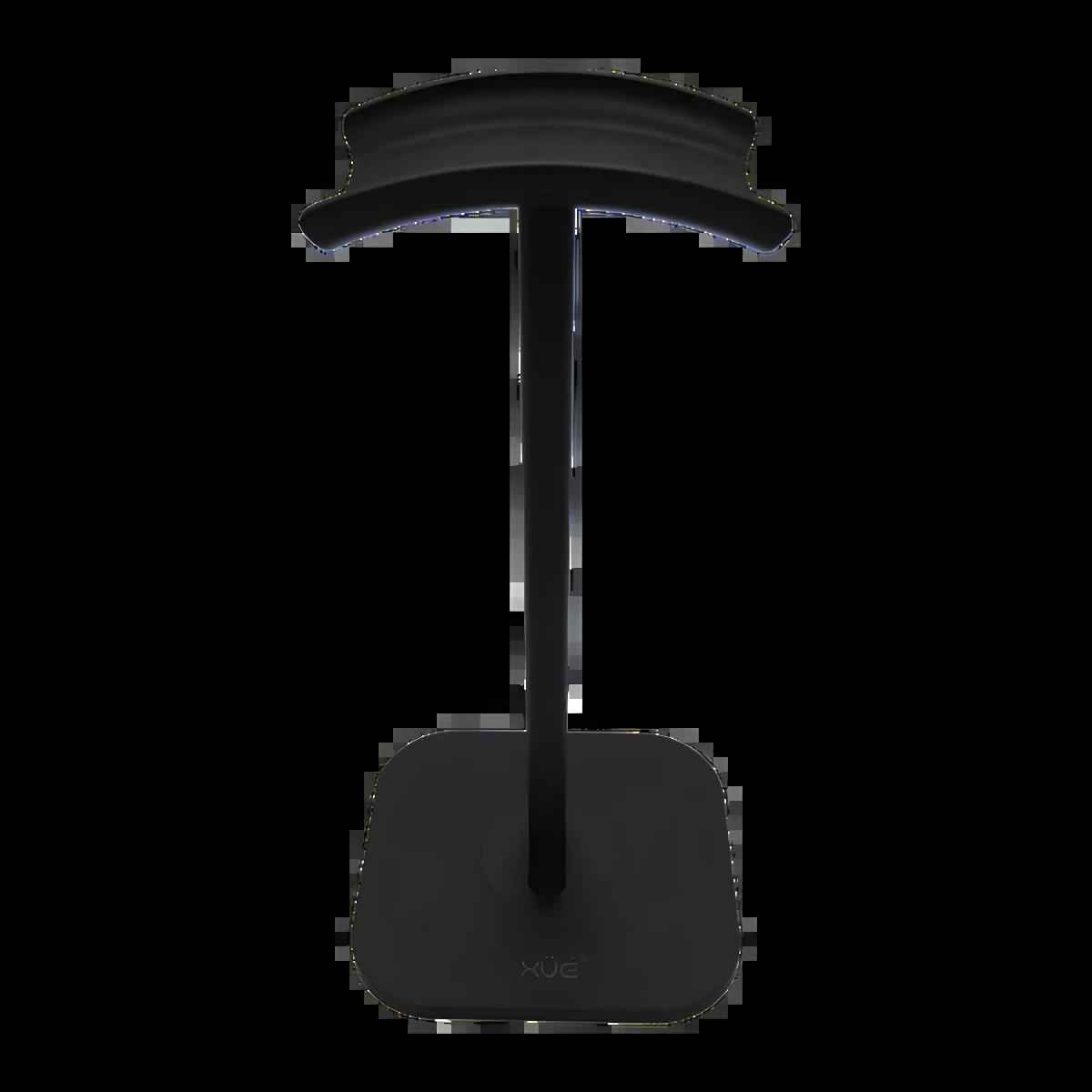 Base soporte negro para auriculares, estilo minimalista, marca Xüge, 21cm alto.