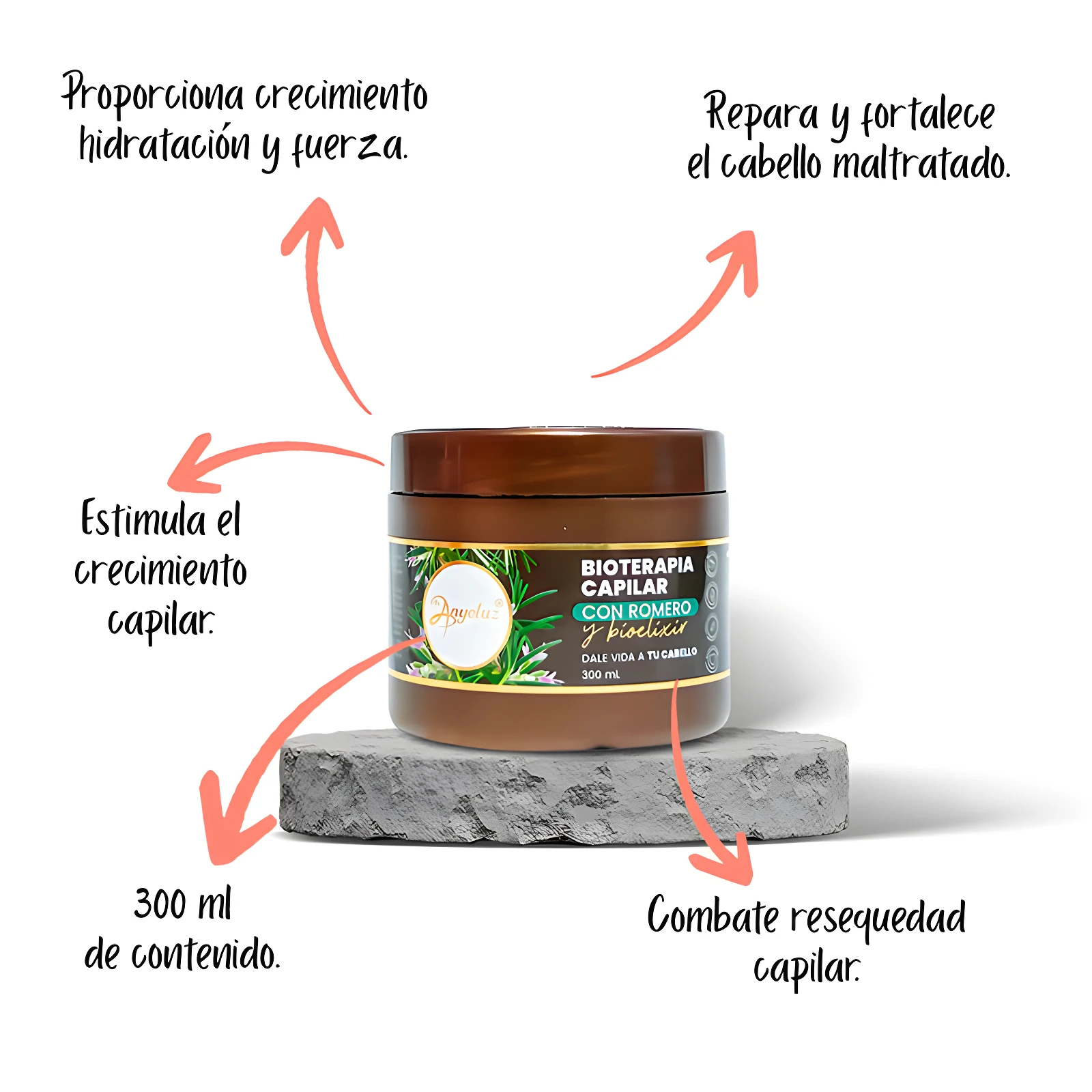 Crema Bioterapia Capilar Anyeluz Romero 300ml, mejora crecimiento y fuerza del cabello.