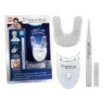 Kit blanqueador dental LED blanco 20 Minute Dental White: luz aceleradora, molde bucal, jeringa y lápiz aplicador.