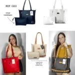 Bolso tote beige Karla Chacón Gigi para dama con cosmetiquera incluida y detalles en café.