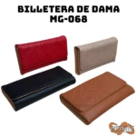 Billeteras rojas, beige, negras y marrones con textura geométrica.