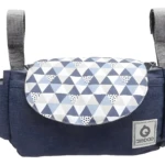 Bolso pañalera colgante Alebao azul marino con estampado geométrico, organizador impermeable para cochecito.