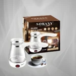 Cafetera turca eléctrica Sokany YLW-606 de vidrio, prepara café o agua caliente rápidamente.