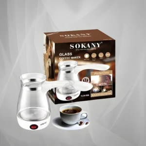 Cafetera turca eléctrica Sokany YLW-606 de vidrio, prepara café o agua caliente rápidamente.