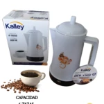 Cafetera eléctrica Kalley blanca, jarra 6 tazas, 600W, ideal para café diario.
