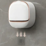 Jabonera de lujo blanca con borde dorado para ducha, con diseño moderno y adhesivo para pared.