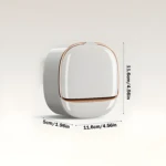 Jabonera de lujo blanca con borde dorado, diseñada para ducha, con medidas de 11.6x11.6x5cm.