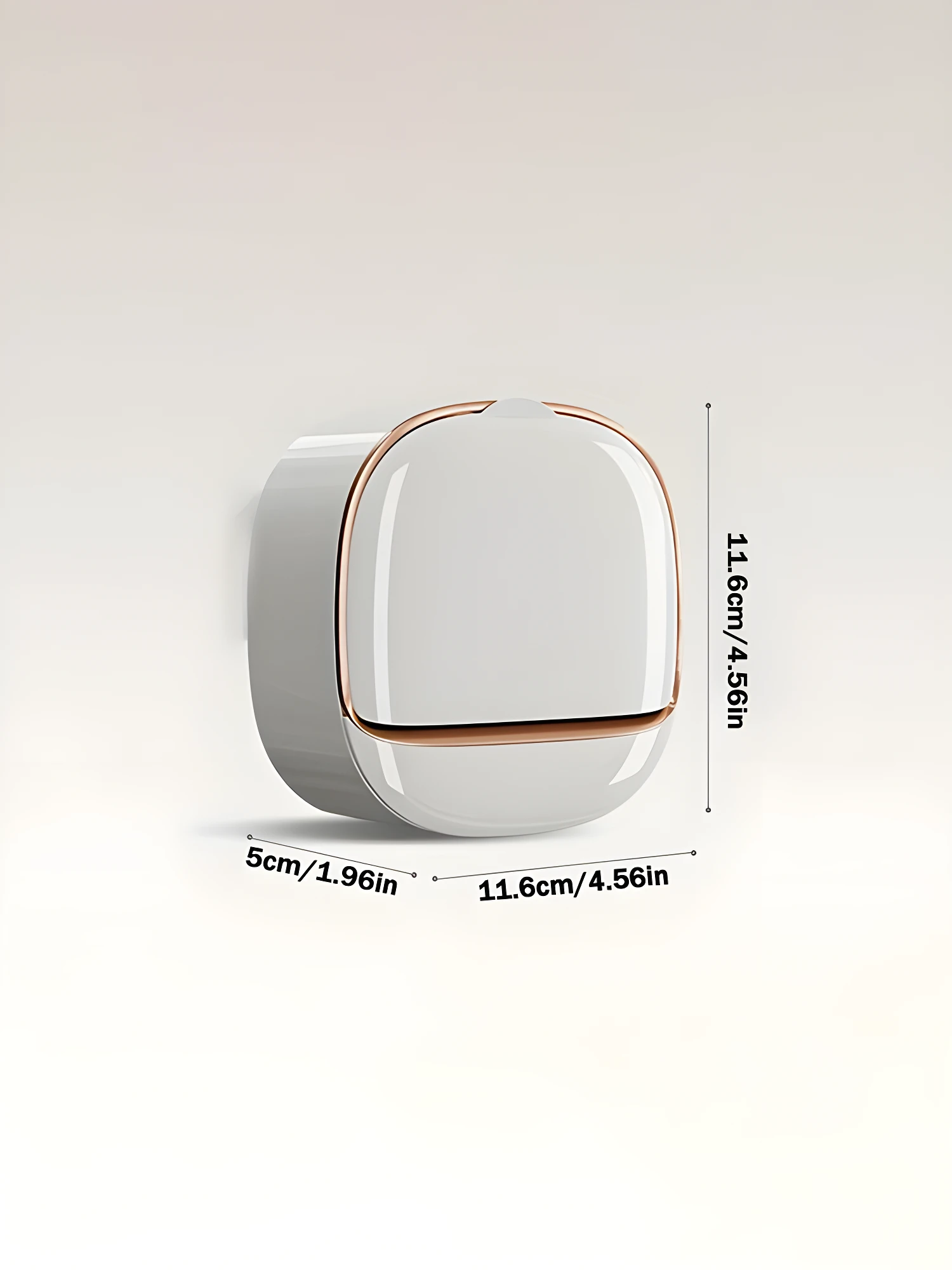 Jabonera de lujo blanca con borde dorado, diseñada para ducha, con medidas de 11.6x11.6x5cm.