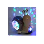 Caracol de juguete musical con luces LED de colores y movimiento, estimula desarrollo sensorial.