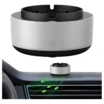Cenicero eléctrico plateado con filtro de olor para coche y hogar, purificador de aire.