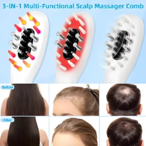 Cepillo Masajeador Aplicador de Aceite Capilar Recargable USB - Distribuye Tratamientos y Estimula el Cuero Cabelludo