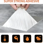 Cinta adhesiva de butilo blanca despegándose de una superficie gris para mostrar su potente adherencia y resistencia.