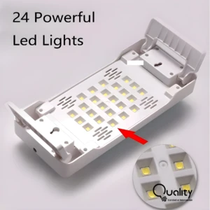 Cojín reposamanos blanco plegable con 24 luces LED, ideal para secar uñas.