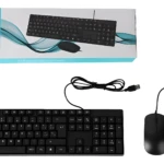 Teclado y mouse negros con cable, combo T15 económico para computadora.