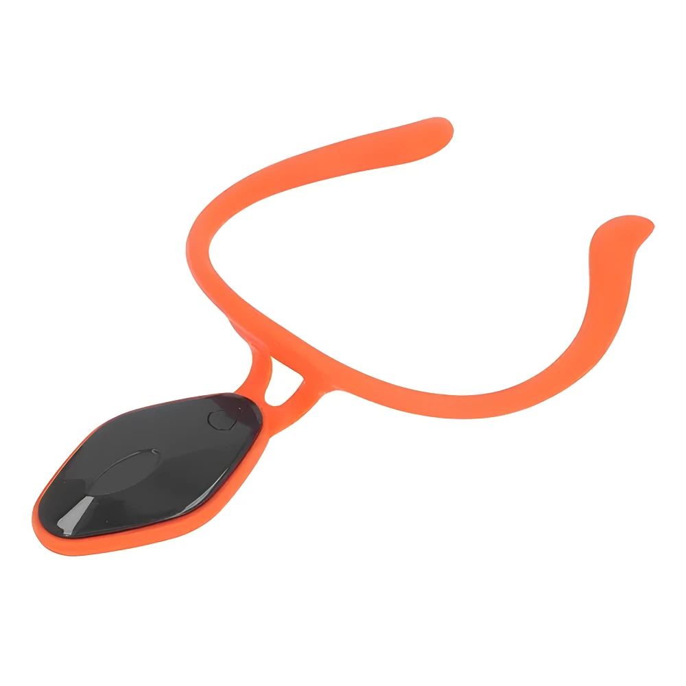 Corrector de postura inteligente vibratorio naranja con panel táctil negro.