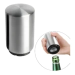 Destapador automático de acero inoxidable, plateado, fácil de usar para botellas.
