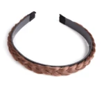 Diadema de plástico negra con trenza de cabello sintético color castaño, para peinar.
