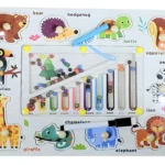 Rompecabezas madera didáctico animales, laberinto magnético para contar colores y aprender inglés.