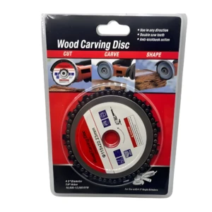 Disco de tallado para madera con cadena, 115x22.23mm, para amoladora 4.5 pulgadas.