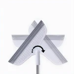 Escoba raspador de silicona blanca y gris con cabeza giratoria, para secado de pisos.