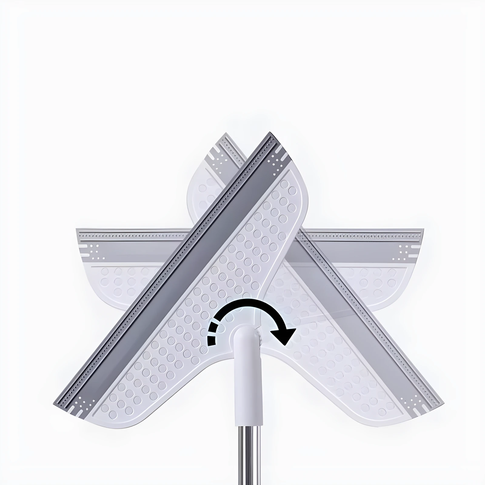 Escoba raspador de silicona blanca y gris con cabeza giratoria, para secado de pisos.