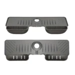 Escurridor de silicona gris para grifo de cocina, dos unidades, para mantener seca la encimera y el jabón.