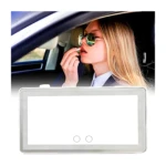 Espejo de maquillaje para carro con luz LED táctil, ideal para aplicar cosméticos con iluminación profesional en 3 tonos.